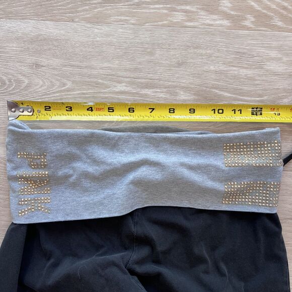 Y2K PINK Victoria's Secret Fold-Over Yoga Leggings Black-Size S - Picture 10 of 10